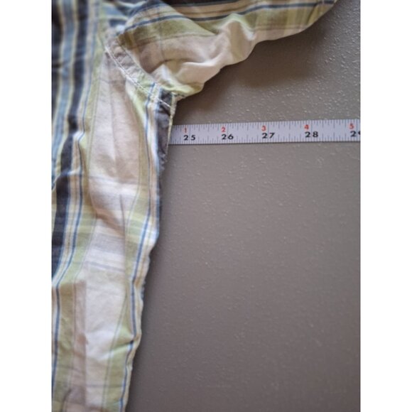 Timberland Plaid Short Sleeve Button Up Shirt Mens Large Green Blue - Picture 6 of 7